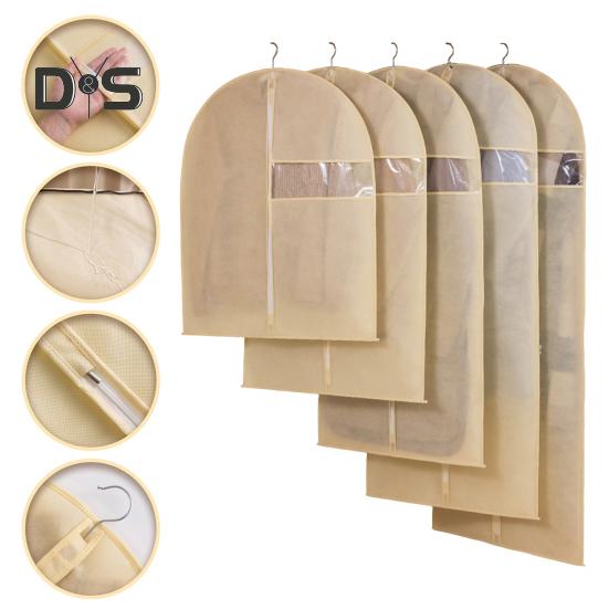 Garment Bag Dustproof Clothing Cover with Transparent Window Zipper Closure Closet Organizer Coat Suit Dress Hanging Bag