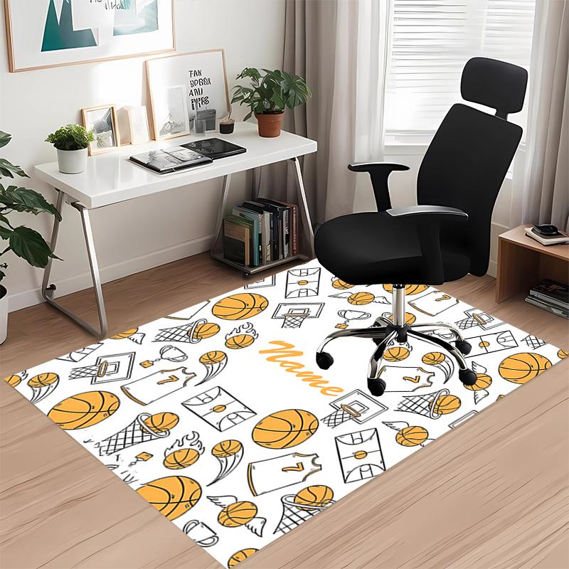 Custom Name Basketball Printed Carpet, for Office Chair Living Room Bedroom Kitchen Room Decor Gifts.