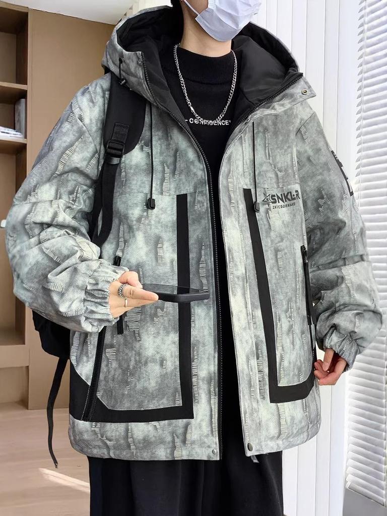 Men's Fleece-Lined Hooded Workwear Jacket - Autumn/Winter 2025 Trend, Windbreaker, High-End Feel, Loose Fit.