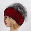 Hot Sale Women Winter Real Rex Rabbit Fur Hat Scarf Sets Natural Warm Genuine Silver Fox Fur Rex Rabbit Fur Cap Scarves 2 Pieces