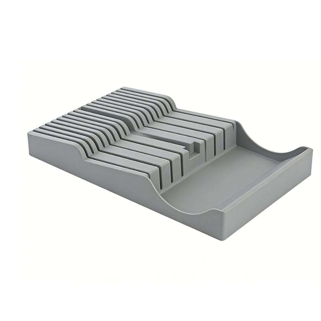 In Drawer Cutter Block Plastic 16 Slots Steak Cutter Holder Cutlery Storage Organizer with Sharpening Stone Slot for