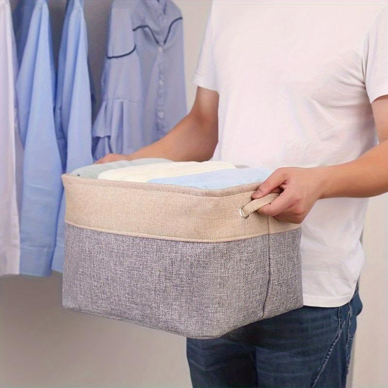 Foldable Canvas Storage Bins with Handles, Sturdy Cubic Organizer for Home, Office, Christmas and Halloween Gift Storage