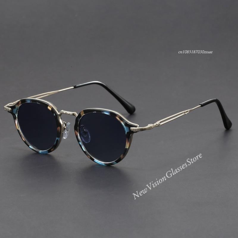 Retro Geometric Round Frame Simple Design UV Protection Men Women Sunglasses Customizable Prescription
