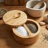 Multifunctional Wood Spice Box Swivel Lid Kitchen Condiment Pots  Kitchen Organizer
