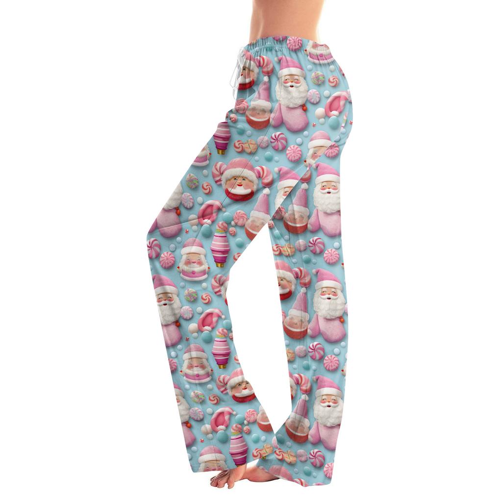 Damen Pyjamahose Nachtwäsche Lässige Hose mit Kordelzug und elastischer Taille Bequeme gerade lockere Yogahose