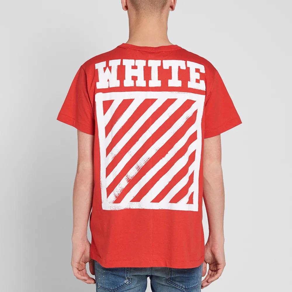 Off-White C/o Virgil Abloh Basic Striped Short Sleeve T-Shirt Men Tops Red OMAA002F161850102001