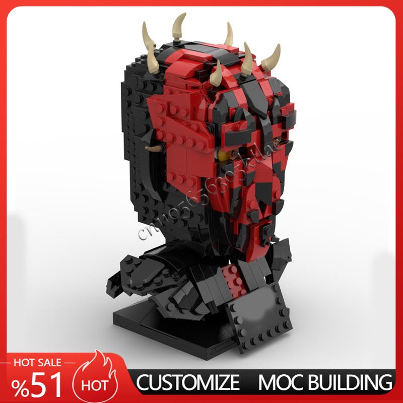 592Pcs Moc Star Battle A Great Looking Darth Maul Head Helmets Model Building Blocks Stacking Bricks Creative Kid Toy Gifts Diy