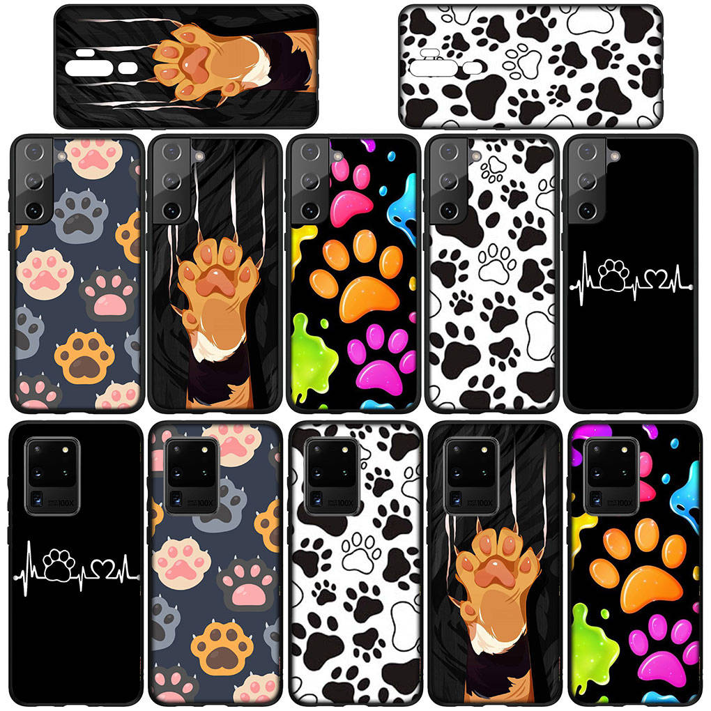 Phone Case for Samsung Galaxy S24 S23 iPhone 15 14 Xiaomi Redmi Note 13 12 11 8 10 9 Pro Max Plus X XR OPPO A15 Huawei Cute Dog Paw Cat Cover
