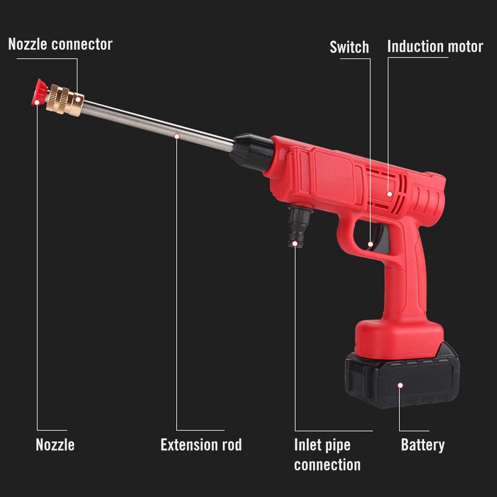 30Bar Cordless Electric High Pressure Washer 15000mAh Rechargeable Auto Car Washing Spray Gun Water Gun for 18V Battery