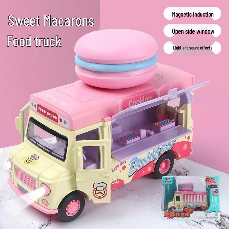 Children's Pull-Back Alloy Toy Bus with Ice Cream, Popsicle, Hamburger, & Kitchen Music