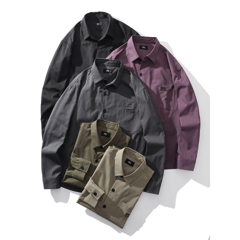 American Retro Elastic Quick-Drying Shirt Men's Long-Sleeved Spring and Autumn Lapel Jacket Foreign Trade Men's Loose Casual Shirt