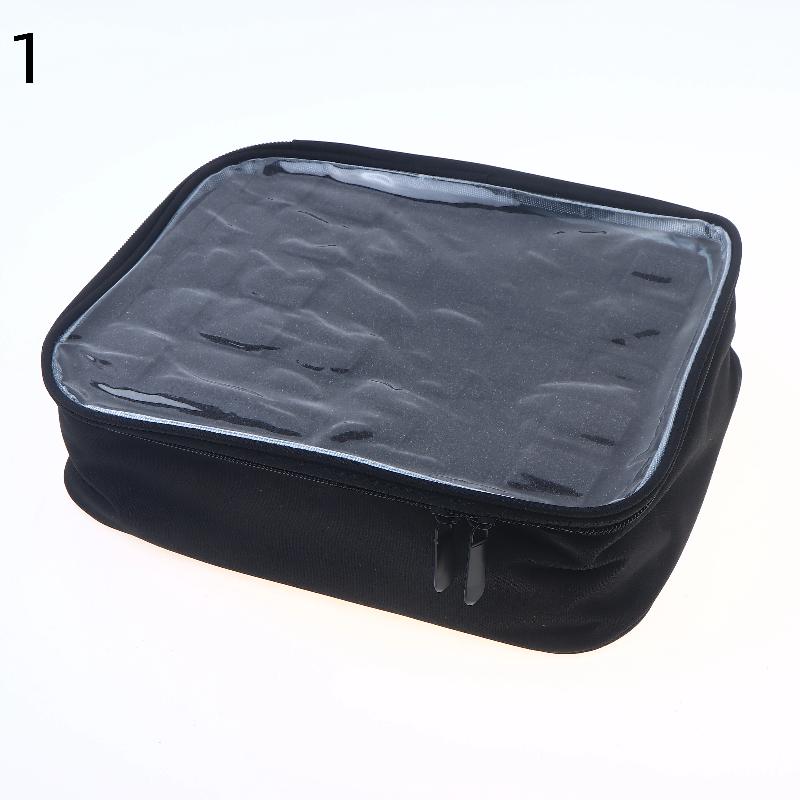 30-Slot Nail Polish Storage Bag, Black Gray Portable Hand-Held Large Cosmetic Bag, Holds Up To 30 Bottlessmall Clear Nail Polish
