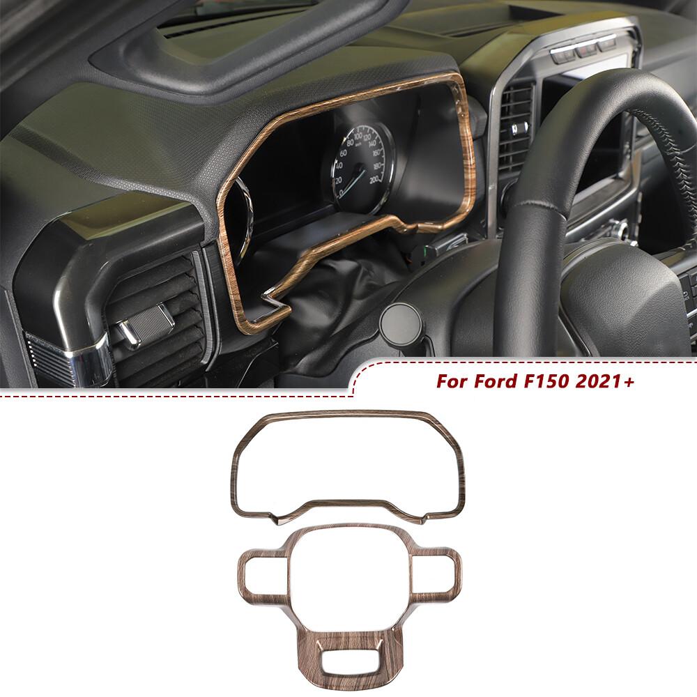 Steering Wheel Panel & Dashboard Cover Trim For Ford F150 2021-2023 Wood Grain
