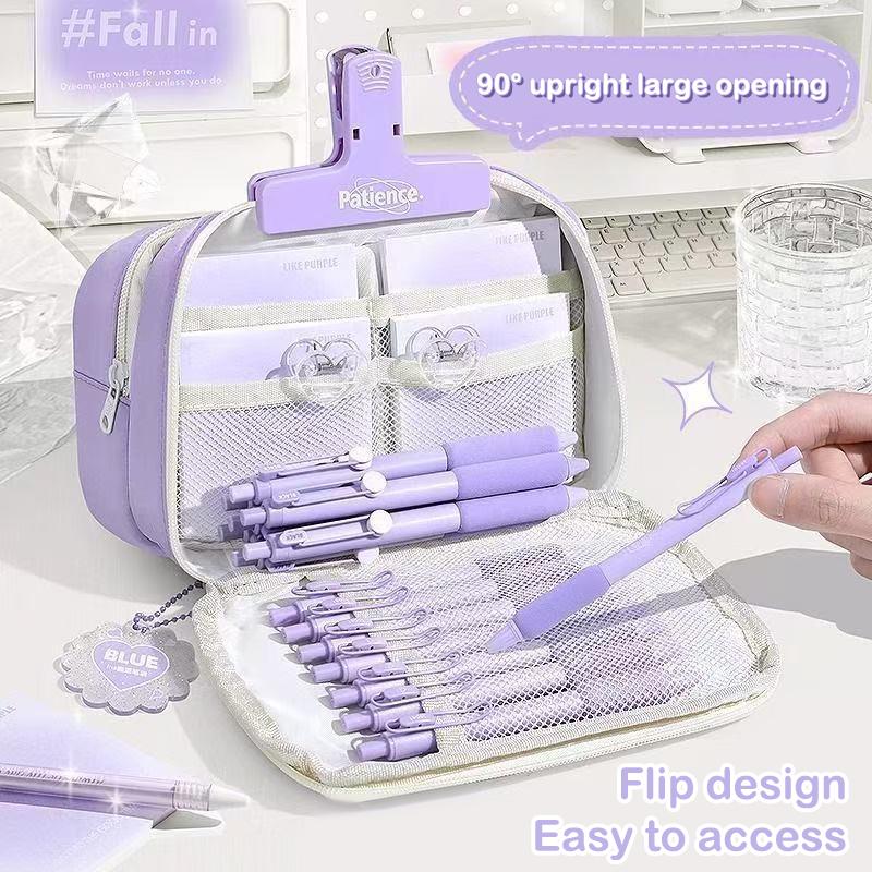 Trousse Cilindrică Culoare Solidă Simplitate Coreeană Pungă Transparentă pentru Pixuri Capacitate Mare Organizator Rechizite Geantă Rechizite Școlare 1 Buc