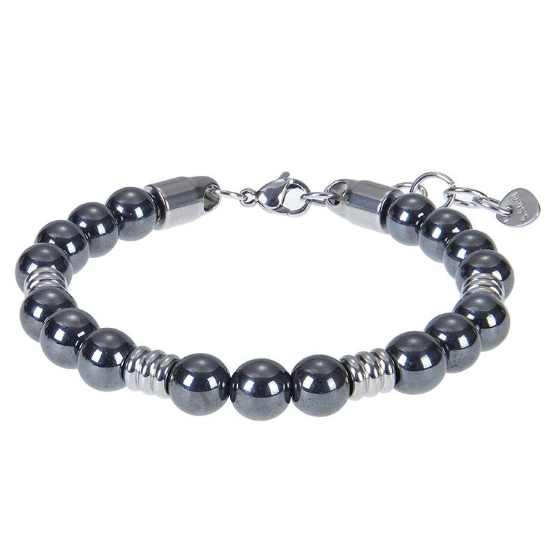 JYL TS Bracelet Women s  Aquamarine Beads Boost Love & Emotional Calm black magnet