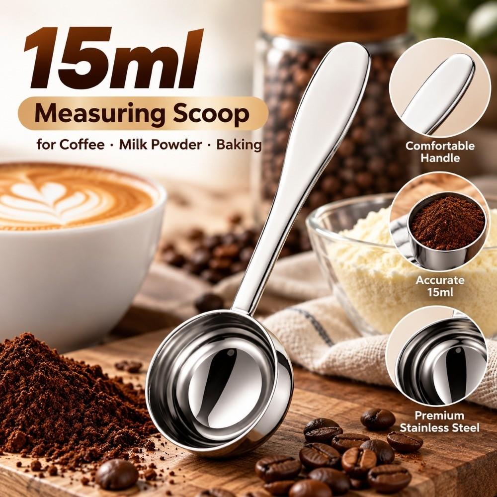 15ml Capacity Coffee Measuring Spoon Long Handle Coffee Brewing Spoon Loose Leaf Tea Scoop Kitchen