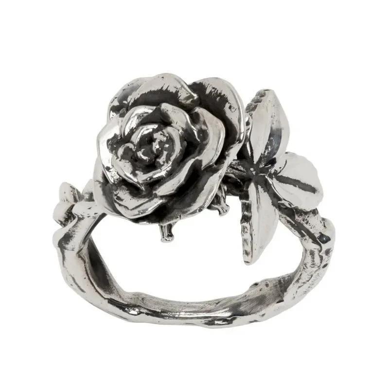 ERD Heavy Industries Vintage Rose Cross Ring - Punk Retro Statement Jewelry