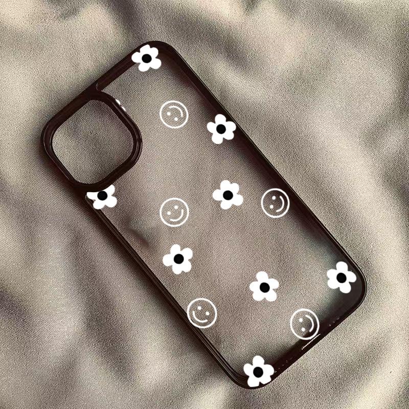 Cute Smile Flower Clear Phone Case for Samsung Galaxy S25 S24 Ultra A56 A55 A54 A06 A16 A35 A34 A15 5G S23 S22 FE Silicone Cover