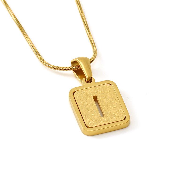 Colier cu pandantiv cu 26 de litere placat cu oțel inoxidabil cu design lanț șarpe rotund