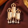 Retro Court Style Castle Brooch: Elegant Women's Rhinestone Tassel Coat Pin Accessory