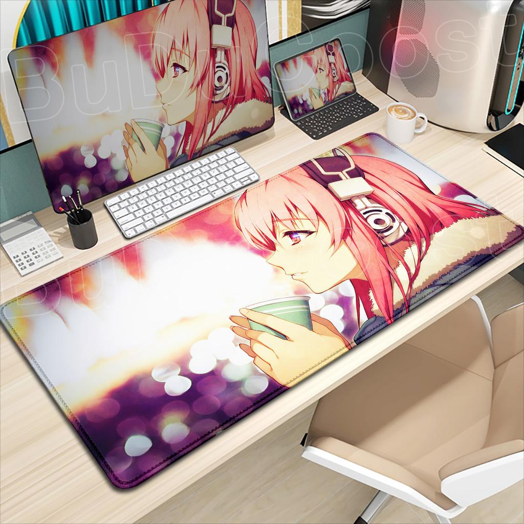 Anime Super Sonico Large Extended Gaming Mouse Pad PC Office Accessories Kawaii Girl HD Printing Computer Keyboard Mat 900x400mm