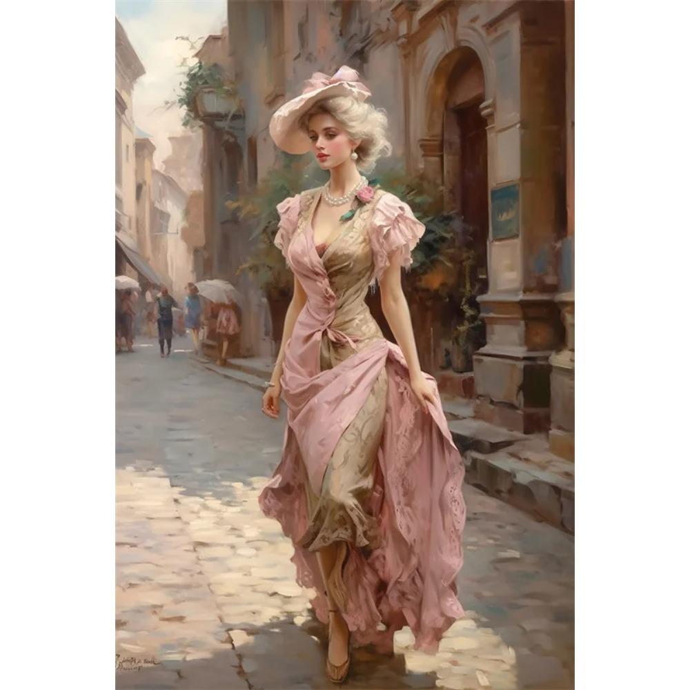Classical Oil Painting Poster Vintage Art Portrait of A Young Woman Prints Woman and Man Canvas Painting Gallery Wall Art Decor