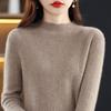 Women's Retro Wool Knit Hollow Out Sweater - Autumn/Winter Long Sleeve Half High Neck Pullover.