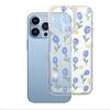 Processing and production of small fresh blue tulip mobile phone case UV painted Apple transparent 13 protective case