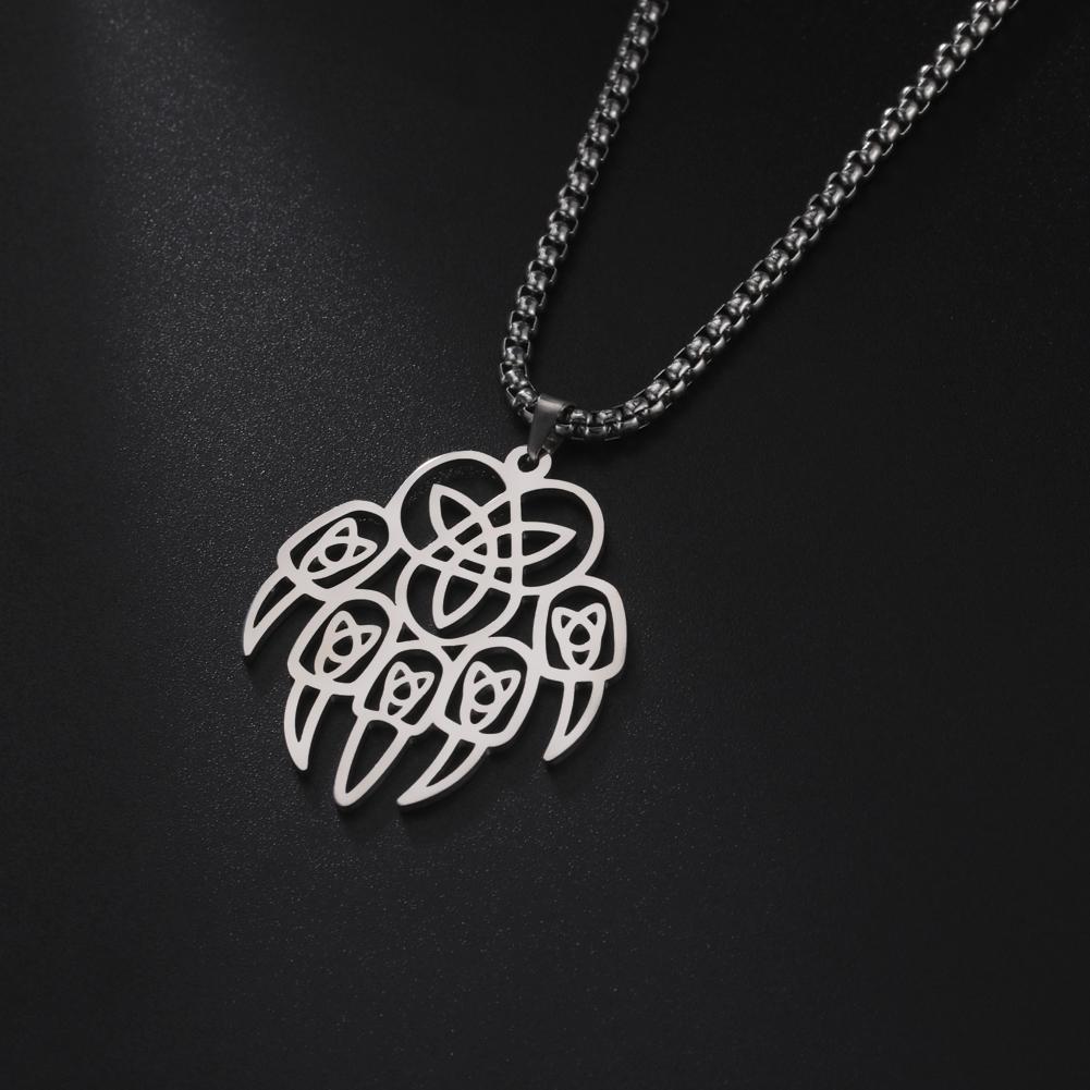 My Shape Wolf Paw Vintage Men Necklaces Celtics Knot Bear Claw Stainless Steel Pendant Necklace Choker Fashion Gothic Jewelry
