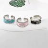 Women's Luxury Enamel Drip Oil Letter Ring with Diamonds