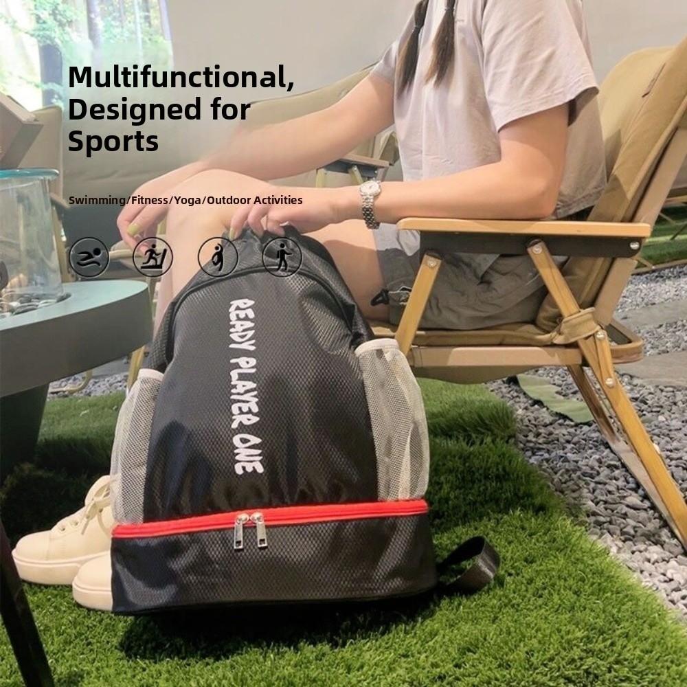 

Shoe Pocket Sport Drawstring Bag Dry Wet Separation Fitness Bag Swimming Backpack Women Men чорний