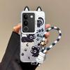 KEYSION Cute Ear Cartoon Case for VIVO V29 5G with Lanyard Soft Silicone+PC Shockproof Phone Back Cover for VIVO V29 5G