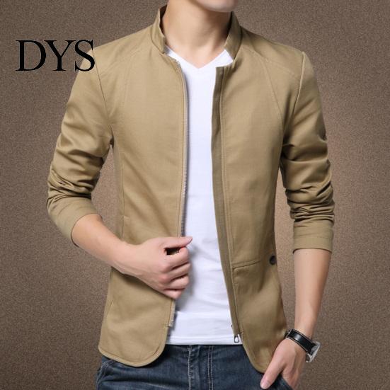Giacca Bomber da Uomo a Colore Unito Autunnale Casual Vestibilità Slim Giacca con Zip Capospalla