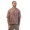 Mens Leaf Print Relaxed Fit Short-Sleeved Shirt