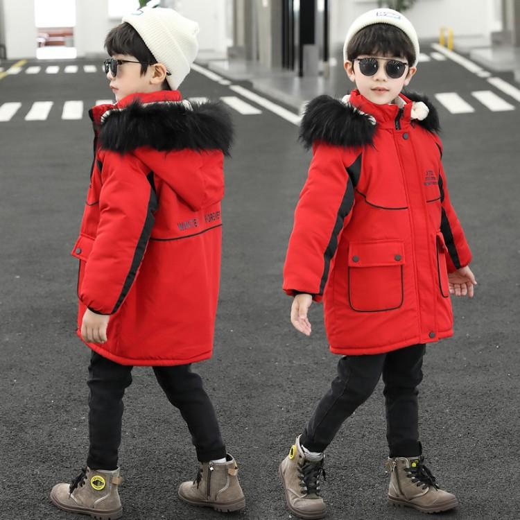 Children's Clothing Boys Winter Down Jacket Children's Mid-length Cotton Jacket Middle and Large Children Thickened Boys Cotton Jacket