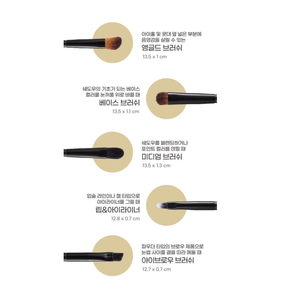 ELLE PARIS Essential Makeup Brush 5-Piece Set - Professional Soft Bristles & Travel Friendly
