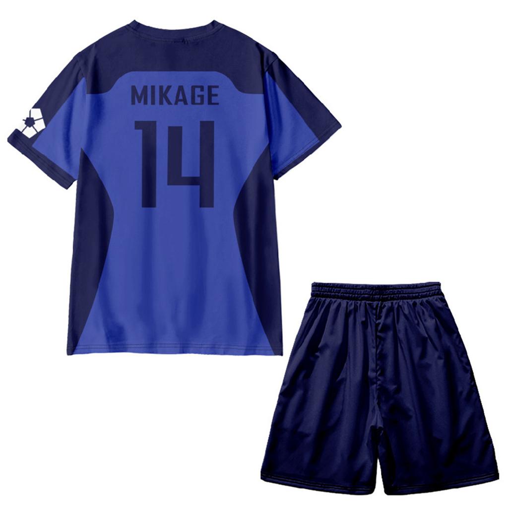 Mens Jersey Sets Anime Japan Blue Lock Isagi Yoichi Football Shirt Cosplay Casual Oversized 3d Print T-shirt+Short 2pcs Set Suit