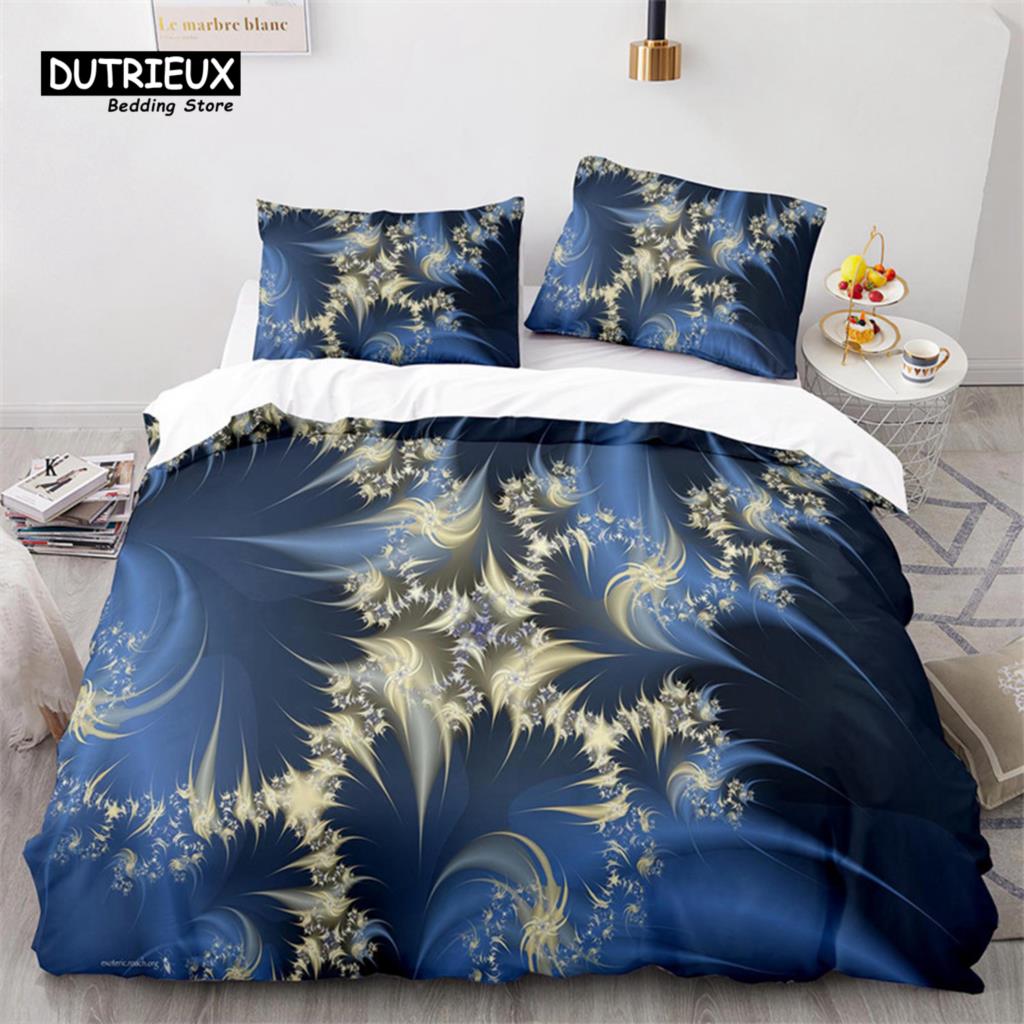 Schneeflocken Bettbezug Winterthema Geometrisches Muster Bettwäscheset Mikrofaser Blau Floral Quiltbezug Für Mädchen Junge Weihnachtsdeko