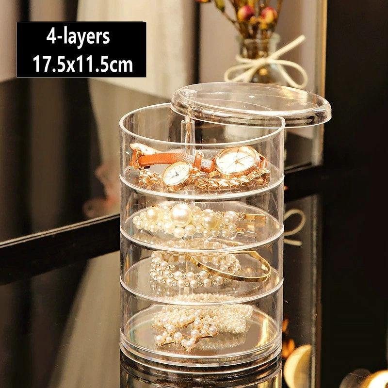 5-Layers Rotatable Jewelry Storage Organizer Box for Earrings Hair Accessories & Beauty Supplies Earrings Necklaces Bracelets
