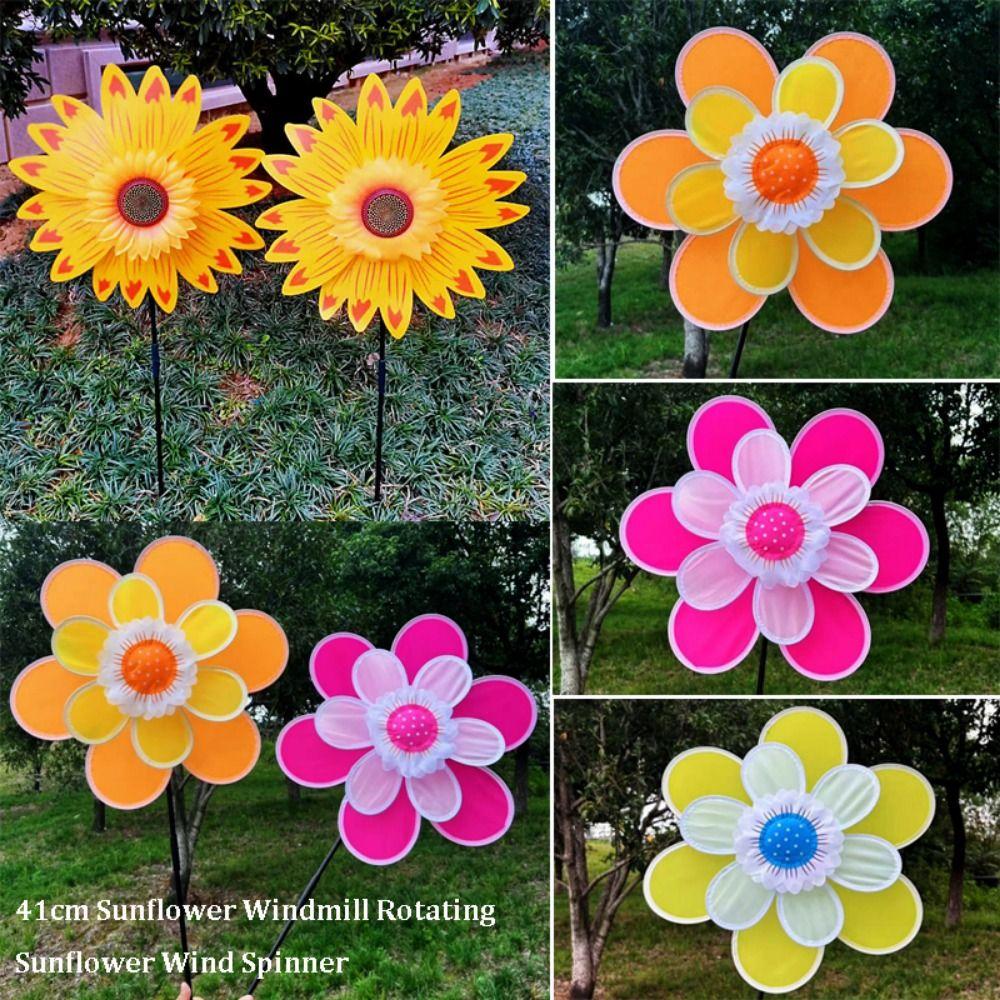 Mehrfarbige Sonnenblumen-Windmühle PVC Garten Hof Windspiel Outdoor Party Picknick Deko