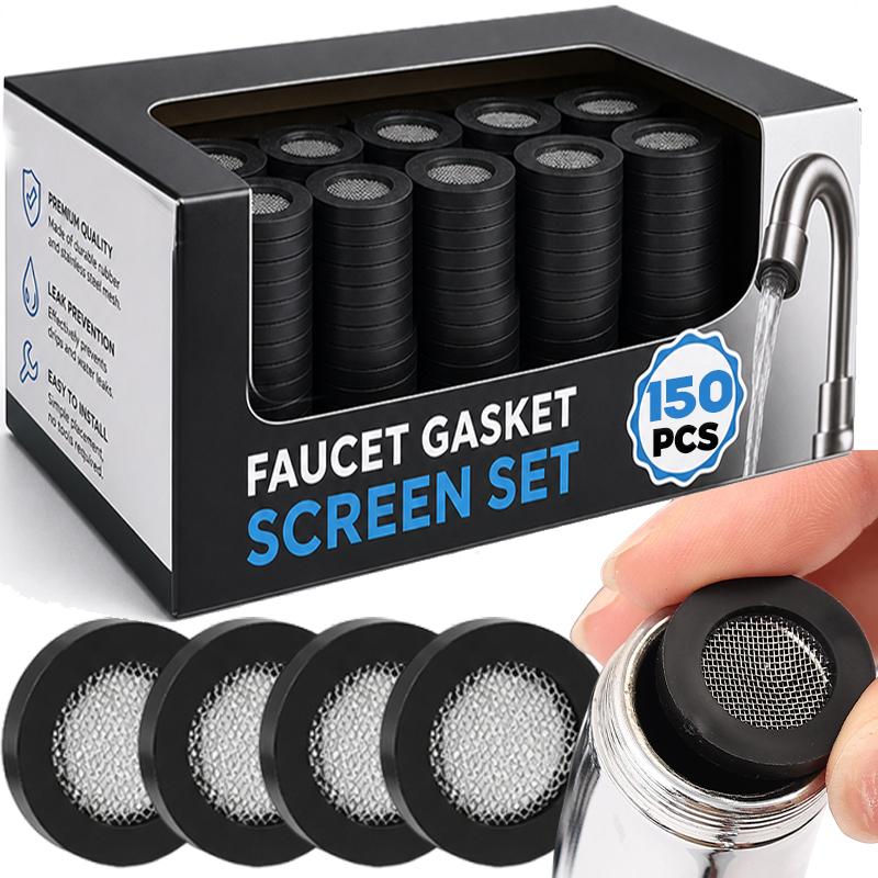 Rubber Faucet Washers Leak Proof Shower Hose Gasket Water Tap Filter Mesh Seal Ring with Net Faucet Grommet Plumbing Repair Set