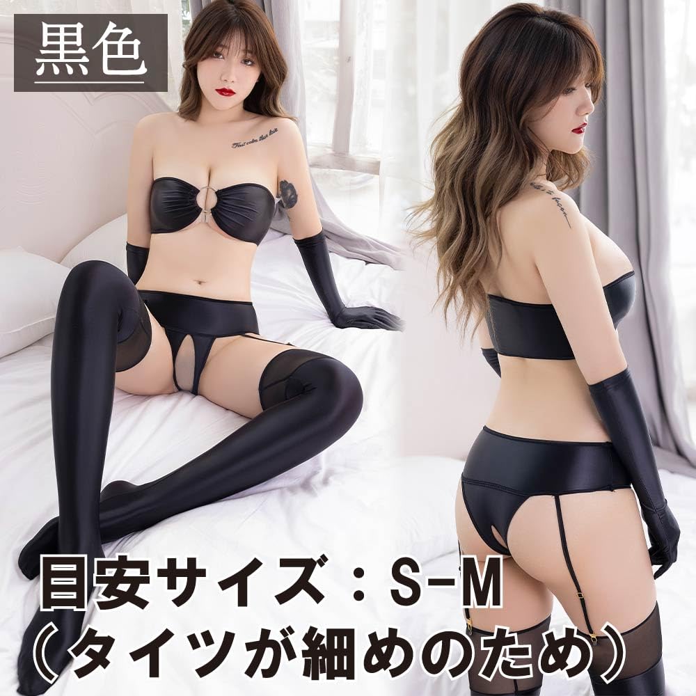 SM Costume Queen Cosplay Set Perforated Lingerie Underwear Extreme Costume Bondage Gloves Garter One Size Fits [Black Omen] Women's (6361-Red, Most)