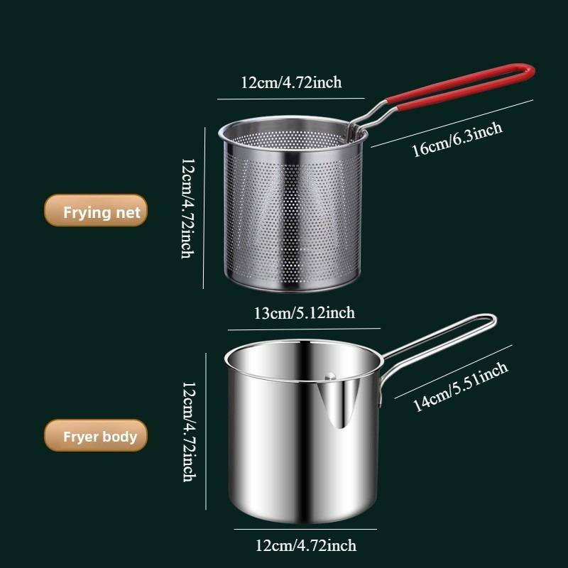 Stainless Steel Deep Fryer with Frying Basket Multifunction Small Pot Kitchen Specific Frying Chicken and Other Cooking Tool