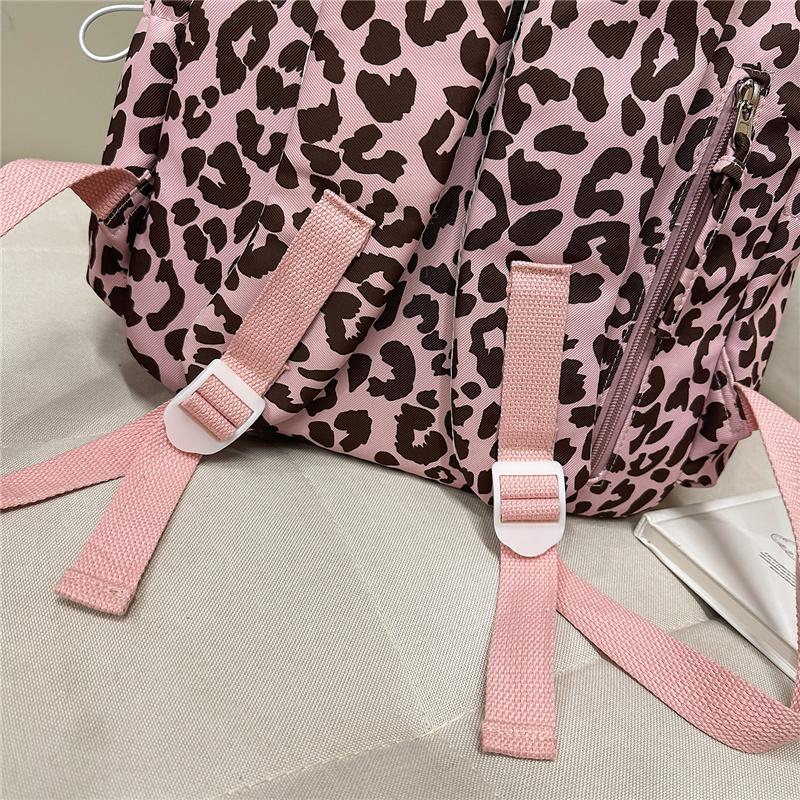 Leopard Print Schoolbag Women's Lightweight Backpack