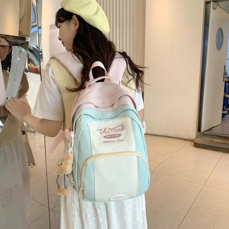 College style ins Mori color matching schoolbag, women s Japanese and Korean casual versatile large-capacity junior high school student backpack
