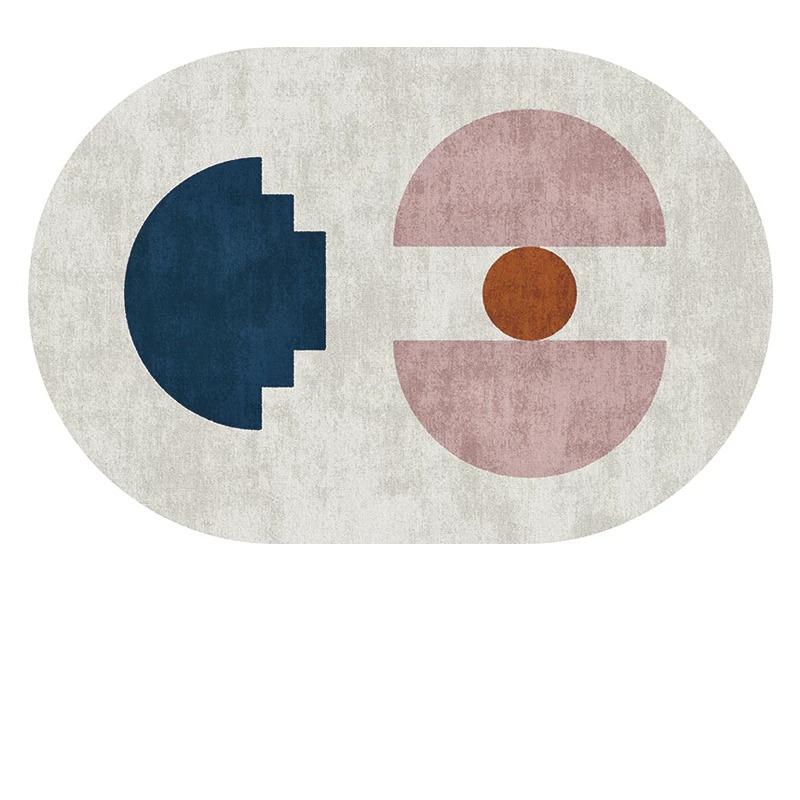 Oval Rugs for Living Room Bedroom Carpet Ins Fashion Minimalism Mats Home Decoration Soft Anti-slip Rug Stadium Shape Floor Mat
