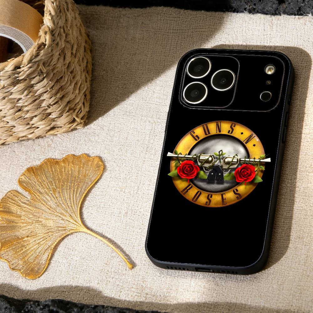 

G-Guns N R-Roses Rock Icon Shell Phone Case For iPhone 17,16,15,14,13,12,11 X XR Plus,Soft Silicone Black Cover iPhone16promax