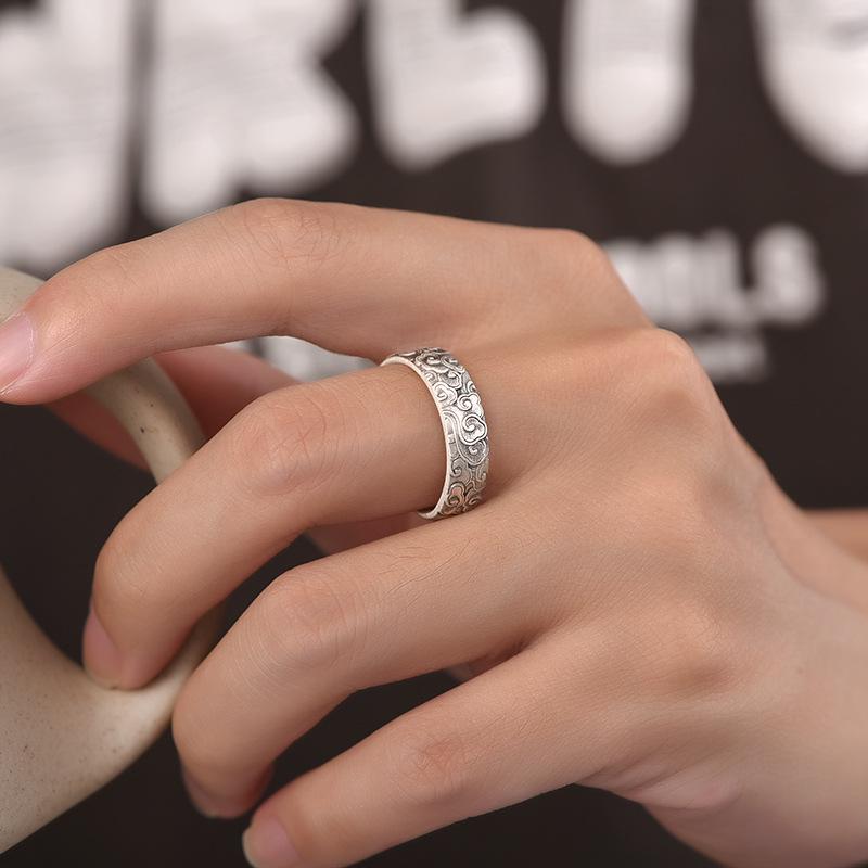 925 Silver-Plated Cloud Design Ring for Men and Women - Retro National Style