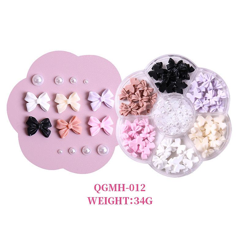 Christmas Velvet Red White Resin Bow New Year'S Nail Art Jewelry Mixed Set Accessories