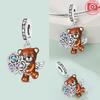 Copper Metal Charm Bead Components Pink Gold Bear High Quality Fine Jewelry Craft Making Rose Heart Bead Components Designed For Bracelets Pendant